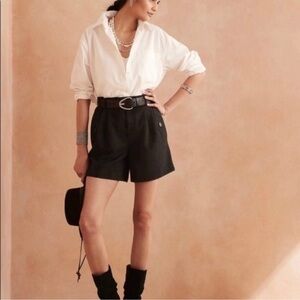 Banana Republic Tan Faux Suede Belted Safari High Waisted Shorts